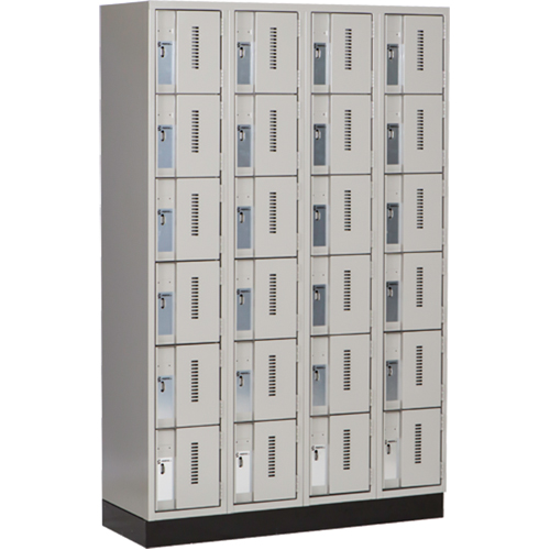 Concorde Heavy-Duty Lockers, 6 -tier, Bank of 4, 48" x 18" x 76", Steel, Grey, Welded (Assembled) Distribution Industrielle GC