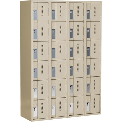 Casiers robustes Concorde, 6 niveaux, Bloc de 4, 48" x 18" x 72", Acier, Beige, Soud&eacute; (assembl&eacute;) Distribution Industrielle GC