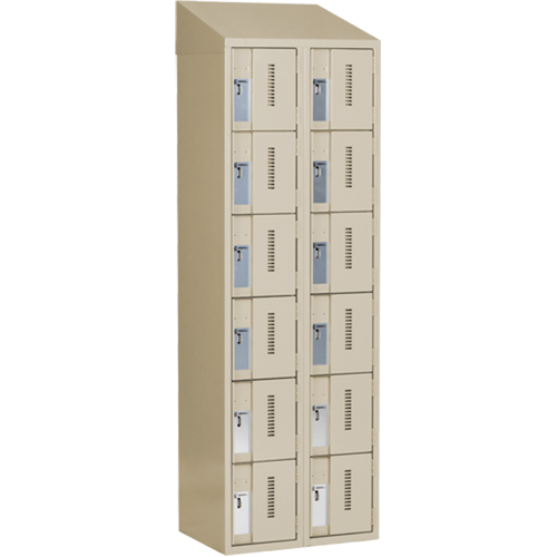 Casiers robustes Concorde, 6 niveaux, Bloc de 2, 24" x 18" x 78", Acier, Beige, Soud&eacute; (assembl&eacute;) Distribution Industrielle GC