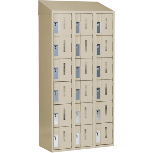 Casiers robustes Concorde, 6 niveaux, Bloc de 3, 36" x 18" x 78", Acier, Beige, Soud&eacute; (assembl&eacute;) Distribution Industrielle GC