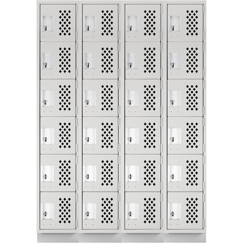 Assembled Clean Line Perforated Economy Lockers, 6 -tier, Bank of 4, 18" x 72" x 12", Steel Distribution Industrielle GC