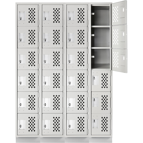 Assembled Clean Line Perforated Economy Lockers, 6 -tier, Bank of 4, 18" x 72" x 12", Steel Distribution Industrielle GC