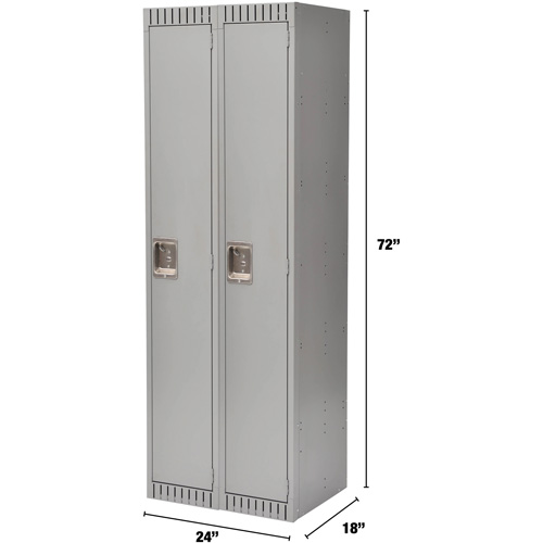 Lockers, Bank of 2, 24" x 18" x 72", Steel, Grey, Knocked Down Distribution Industrielle GC