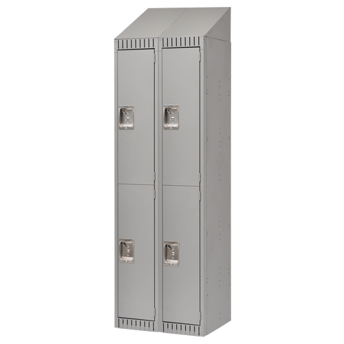 Assembled Lockers, 2 -tier, Bank of 2, 24" x 18" x 72", Steel, Grey, Rivet (Assembled) Distribution Industrielle GC