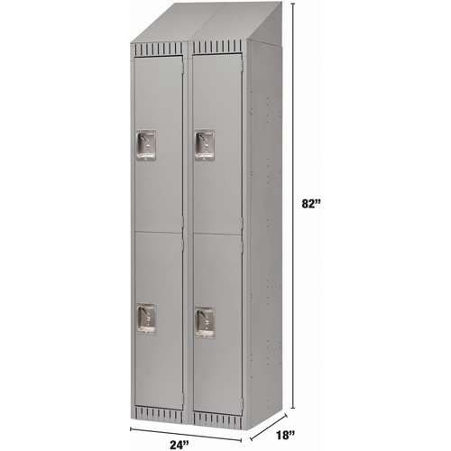 Assembled Lockers, 2 -tier, Bank of 2, 24" x 18" x 72", Steel, Grey, Rivet (Assembled) Distribution Industrielle GC