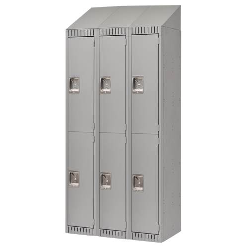 Casiers, 2 niveaux, Bloc de 3, 36" x 18" x 82", Acier, Gris, D&eacute;mont&eacute; Distribution Industrielle GC