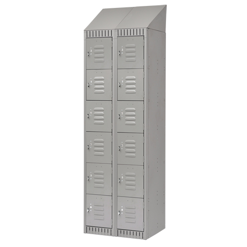 Lockers, 6 -tier, Bank of 2, 24" x 18" x 82", Steel, Grey, Knocked Down Distribution Industrielle GC
