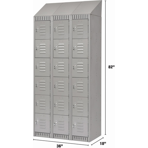 Casiers, 6 niveaux, Bloc de 3, 36" x 18" x 82", Acier, Gris, D&eacute;mont&eacute; Distribution Industrielle GC