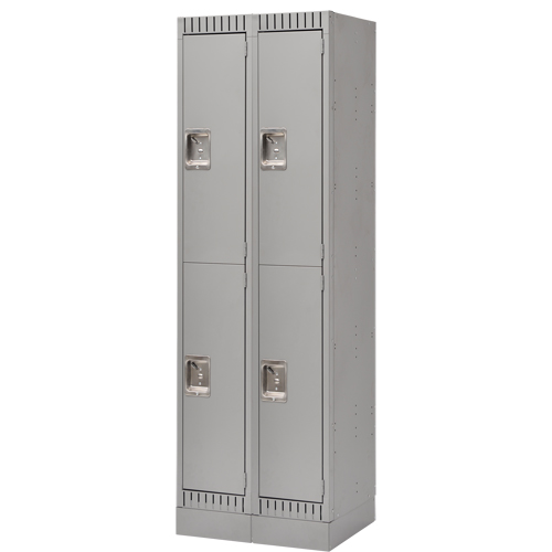 Lockers, 2 -tier, Bank of 2, 24" x 18" x 76", Steel, Grey, Knocked Down Distribution Industrielle GC