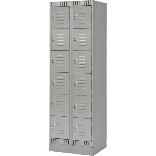 Lockers, 6 -tier, Bank of 2, 24" x 18" x 76", Steel, Grey, Knocked Down Distribution Industrielle GC