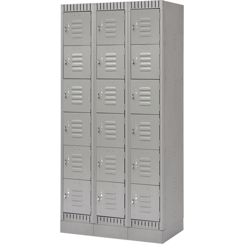 Casiers, 6 niveaux, Bloc de 3, 36" x 18" x 76", Acier, Gris, D&eacute;mont&eacute; Distribution Industrielle GC
