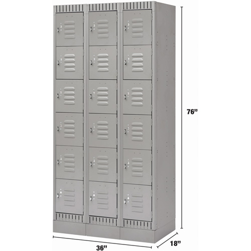 Casiers, 6 niveaux, Bloc de 3, 36" x 18" x 76", Acier, Gris, D&eacute;mont&eacute; Distribution Industrielle GC