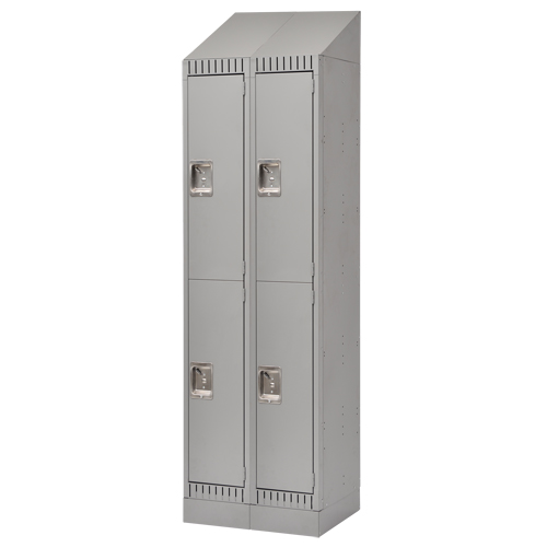 Assembled Lockers, 2 -tier, Bank of 2, 24" x 18" x 72", Steel, Grey, Rivet (Assembled) Distribution Industrielle GC