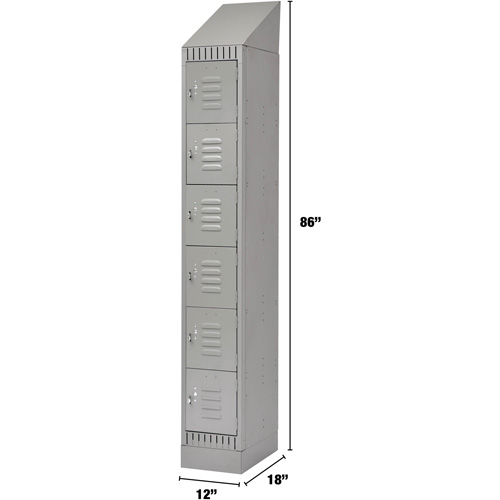 Lockers, 6 -tier, 12" x 18" x 86", Steel, Grey, Knocked Down Distribution Industrielle GC