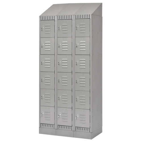 Casiers, 6 niveaux, Bloc de 3, 36" x 18" x 86", Acier, Gris, D&eacute;mont&eacute; Distribution Industrielle GC