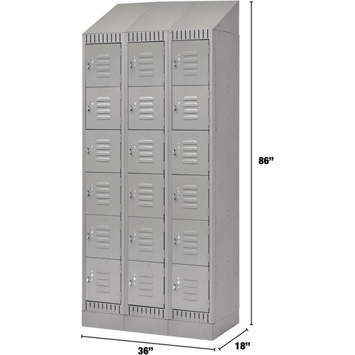 Casiers, 6 niveaux, Bloc de 3, 36" x 18" x 86", Acier, Gris, D&eacute;mont&eacute; Distribution Industrielle GC