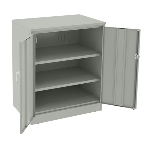 Deluxe Counter High Cabinet, Steel, 2 Shelves, 42" H x 36" W x 24" D, Light Grey Distribution Industrielle GC