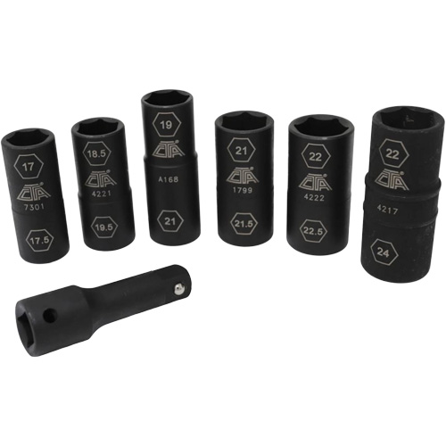 Half Metric Flip Socket Set, 7 Pcs, Impact, 1/2" Drive Size, Deep Distribution Industrielle GC