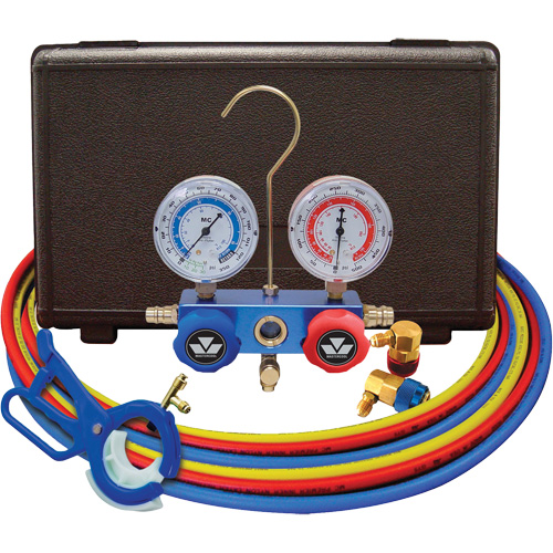 Dual Manifold Gauge Set with 3-in-1 Side Mount Can Tap Valve Distribution Industrielle GC
