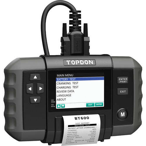 BT600 12V Battery & 12V/24V System Tester with Built-in Printer Distribution Industrielle GC