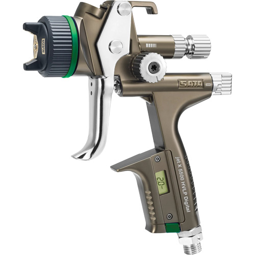 Pistolet de peinture de premi&egrave;re qualit&eacute; pour peinture automobile avec psi num&eacute;rique X5500 HVLP 1,2 I RPS D, Entr&eacute;e d'air 1/4" NPT, 15,19 pi³/min, Capacit&eacute; 0,6 L/0,9 L, 0,17 psi Distribution Industrielle GC