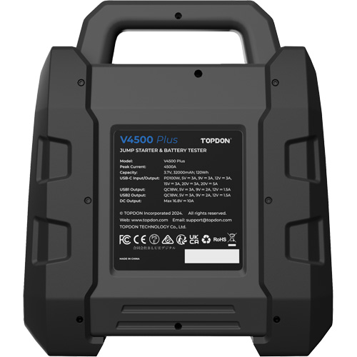 V4500 2-en-1: d&eacute;marreur de secours de 4500 A de pointe, batterie & testeur de syst&egrave;me Distribution Industrielle GC