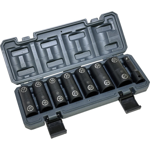 Jeu de douilles doubles hexagonales et h&eacute;licoidales avec coffret, 8 Morceaux, Prise de 1/2" Distribution Industrielle GC