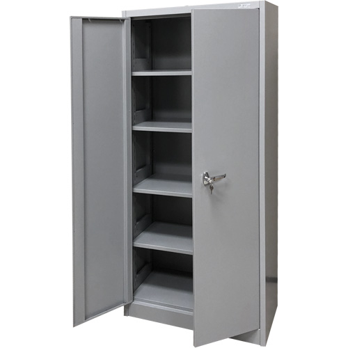 Armoire de rangement, Acier, 4 Tablettes, 66" h x 30" la x 15" P, Gris Distribution Industrielle GC