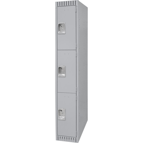 Lockers, 3 -tier, 12" x 18" x 72", Steel, Grey, Knocked Down Distribution Industrielle GC