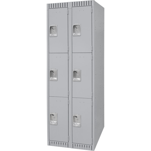 Lockers, 3 -tier, Bank of 2, 24" x 18" x 72", Steel, Grey, Knocked Down Distribution Industrielle GC