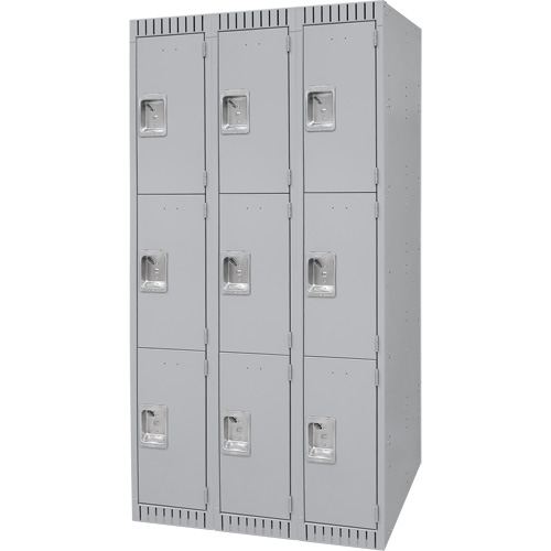 Casiers, 3 niveaux, Bloc de 3, 36" x 18" x 72", Acier, Gris, D&eacute;mont&eacute; Distribution Industrielle GC
