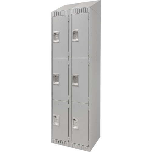 Lockers, 3 -tier, Bank of 2, 24" x 18" x 82", Steel, Grey, Knocked Down Distribution Industrielle GC