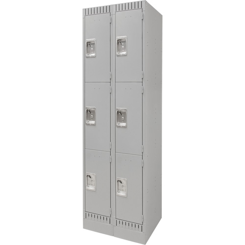 Casiers, 3 niveaux, Bloc de 2, 24" x 18" x 76", Acier, Gris, D&eacute;mont&eacute; Distribution Industrielle GC