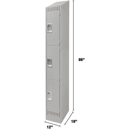 Lockers, 3 -tier, 12" x 18" x 86", Steel, Grey, Knocked Down Distribution Industrielle GC
