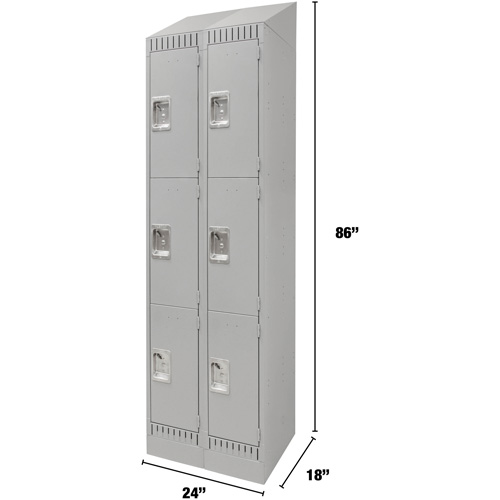 Casiers, 3 niveaux, Bloc de 2, 24" x 18" x 86", Acier, Gris, D&eacute;mont&eacute; Distribution Industrielle GC