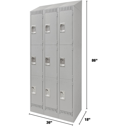 Casiers, 3 niveaux, Bloc de 3, 36" x 18" x 86", Acier, Gris, D&eacute;mont&eacute; Distribution Industrielle GC