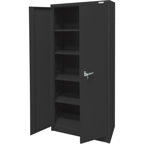 Armoire d'entreposage, Acier, 4 Tablettes, 66" h x 30" la x 15" P, Noir Distribution Industrielle GC
