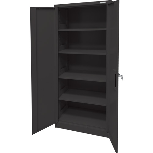 Armoire d'entreposage, Acier, 4 Tablettes, 66" h x 30" la x 15" P, Noir Distribution Industrielle GC