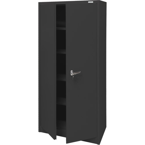 Armoire d'entreposage, Acier, 4 Tablettes, 66" h x 30" la x 15" P, Noir Distribution Industrielle GC