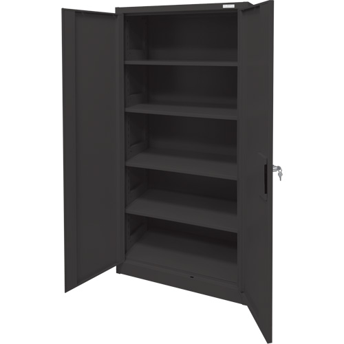 Armoire d'entreposage, Acier, 4 Tablettes, 78" h x 36" la x 24" P, Noir Distribution Industrielle GC