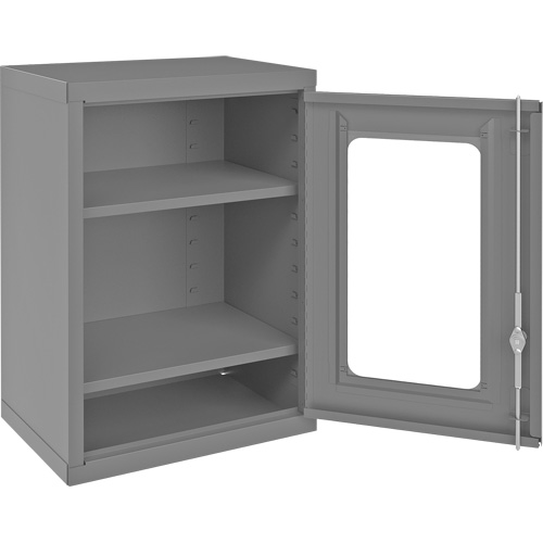 Armoire de rangement murale avec portes transparentes, 26-15/16" h x 18-1/8" la x 13-11/16" p, 2 tablettes, Acier, Gris Distribution Industrielle GC
