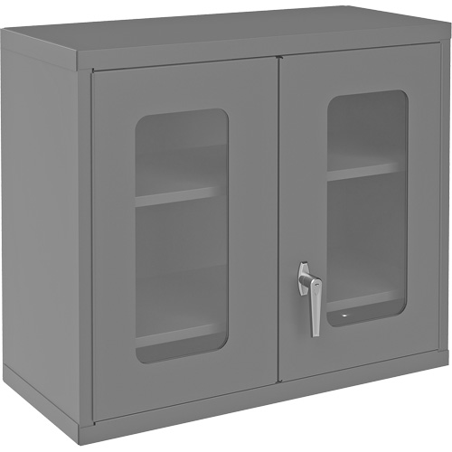 Armoire de rangement murale avec portes transparentes, 26-15/16" h x 29-7/8" la x 13-11/16" p, 2 tablettes, Acier, Gris Distribution Industrielle GC