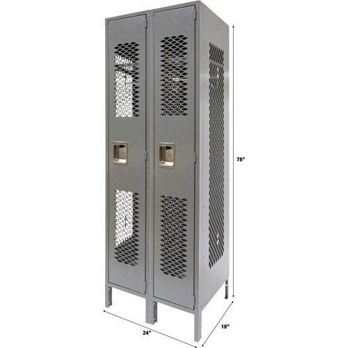 Casiers ventil&eacute;s, Bloc de 2, 24" x 18" x 78", Acier, Gris, D&eacute;mont&eacute;, Perfor&eacute; Distribution Industrielle GC