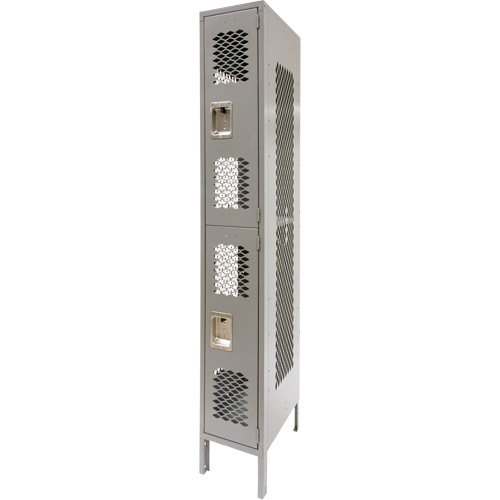 Casiers ventil&eacute;s, 2 niveaux, 12" x 18" x 78", Acier, Gris, D&eacute;mont&eacute;, Perfor&eacute; Distribution Industrielle GC