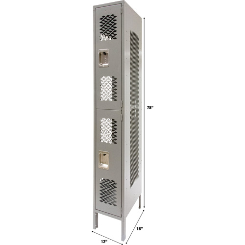 Casiers ventil&eacute;s, 2 niveaux, 12" x 18" x 78", Acier, Gris, D&eacute;mont&eacute;, Perfor&eacute; Distribution Industrielle GC