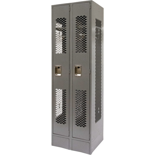 Vented Lockers, Bank of 2, 24" x 18" x 78", Steel, Grey, Knocked Down, Perforated Distribution Industrielle GC