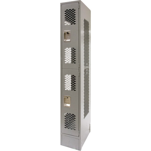 Vented Lockers, 2 -tier, 12" x 18" x 78", Steel, Grey, Knocked Down, Perforated Distribution Industrielle GC