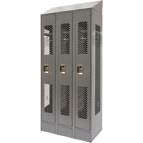 Casiers ventil&eacute;s, Bloc de 3, 36" x 18" x 88", Acier, Gris, D&eacute;mont&eacute;, Perfor&eacute; Distribution Industrielle GC