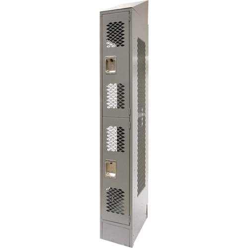 Casiers ventil&eacute;s, 2 niveaux, 12" x 18" x 88", Acier, Gris, D&eacute;mont&eacute;, Perfor&eacute; Distribution Industrielle GC