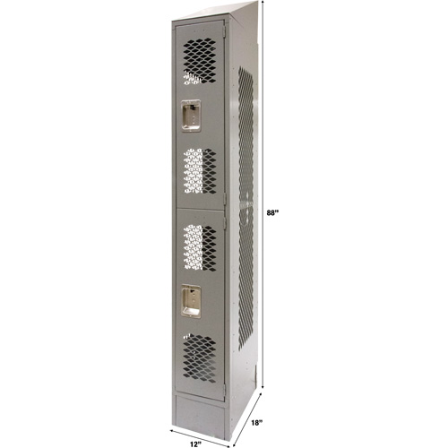 Casiers ventil&eacute;s, 2 niveaux, 12" x 18" x 88", Acier, Gris, D&eacute;mont&eacute;, Perfor&eacute; Distribution Industrielle GC